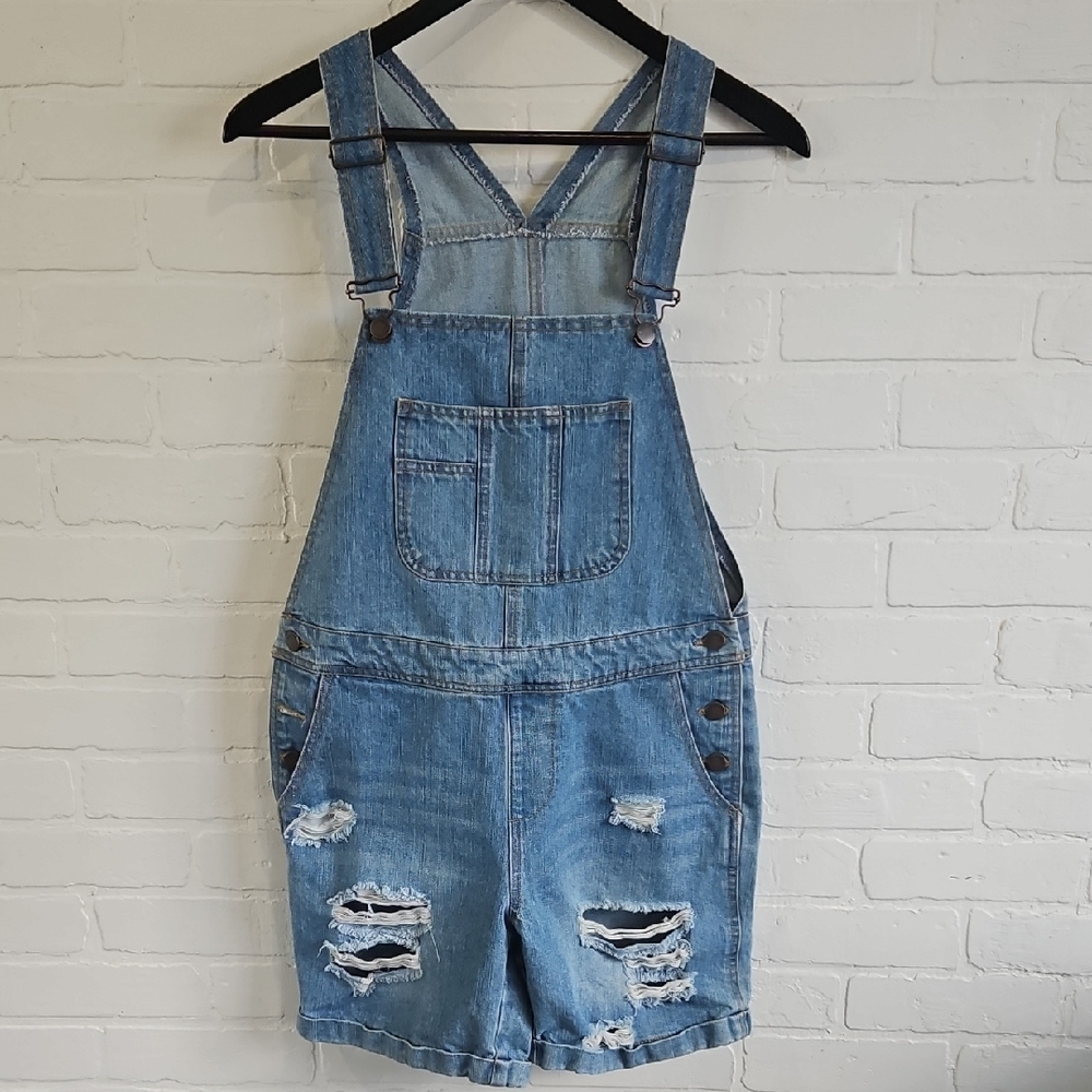 Life in Progress Distressed Denim Short-alls